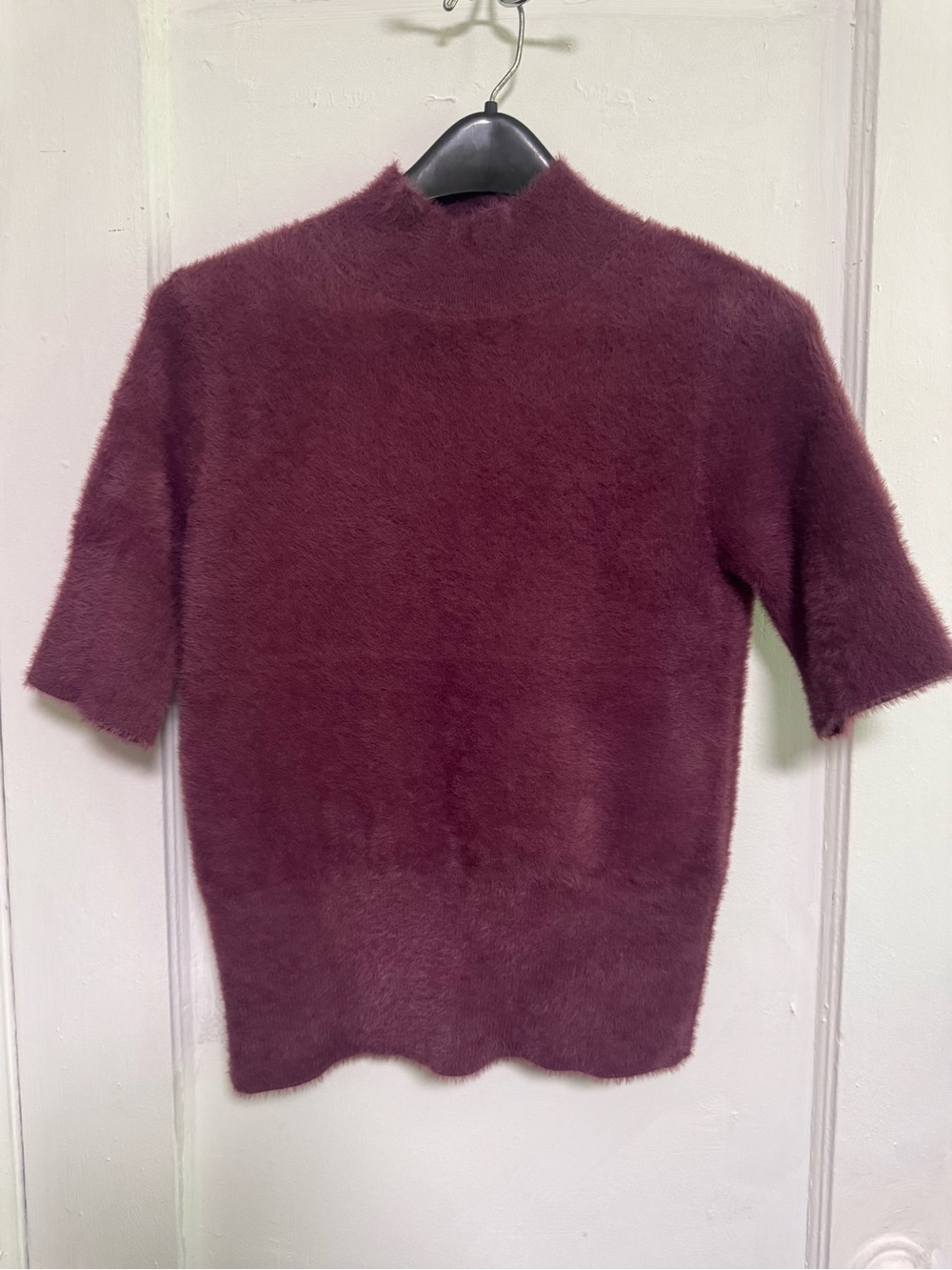 Bailey/44 M Short-Sleeve Turtleneck Plush Sweater - Plum